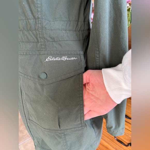 Eddie Bauer Travex Green Hooded Hiking Rain Travel Lightweight Jacket - Small - Picture 5 of 12
